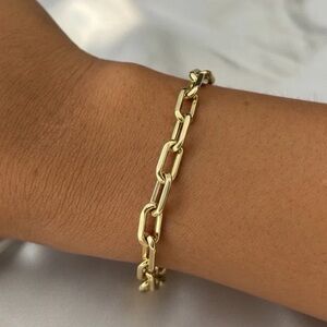 18K Gold Paperclip Chain Bracelet - Fine Jewelry